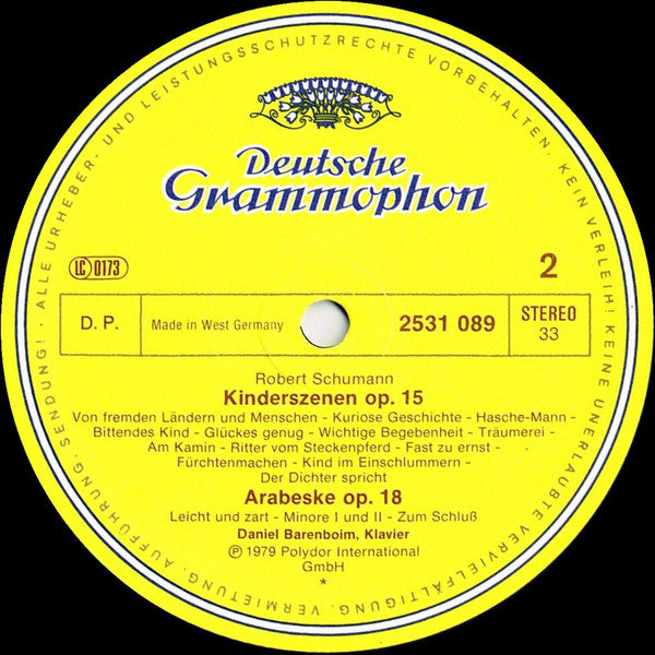 Robert Schumann, Daniel Barenboim : Kinderszenen ∙ Arabeske ∙ Fantasie (LP)