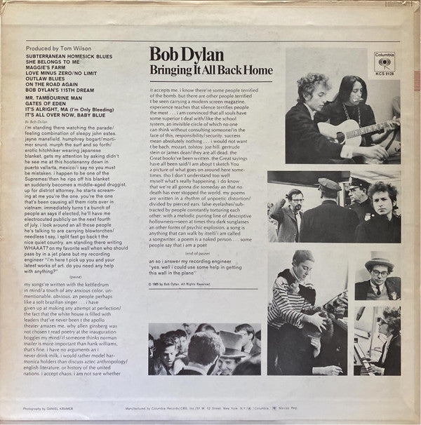 Bob Dylan : Bringing It All Back Home (LP, Album, RE)