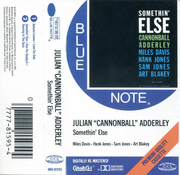 Julian "Cannonball" Adderley* : Somethin' Else (Cass, Album, RE, RM)