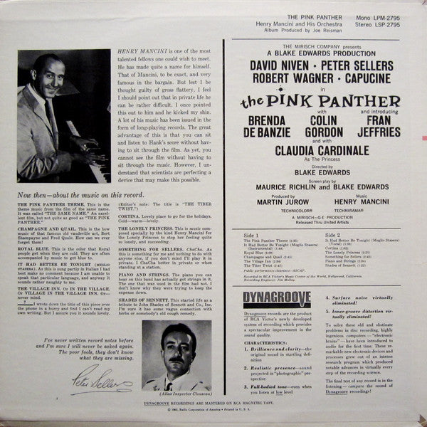 Henry Mancini : The Pink Panther (Music From The Film Score) (LP, Album, RP, Ind)