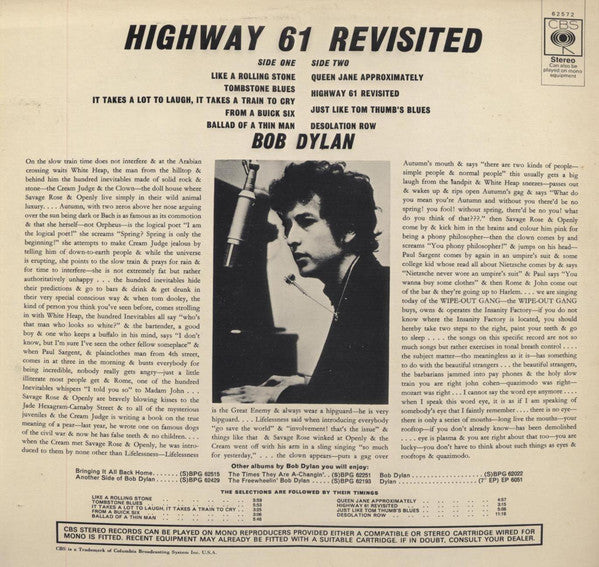 Bob Dylan : Highway 61 Revisited (LP, Album, RE)