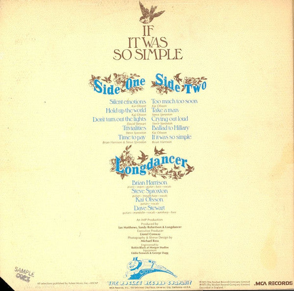 Longdancer : If It Was So Simple (LP, Album, Glo)