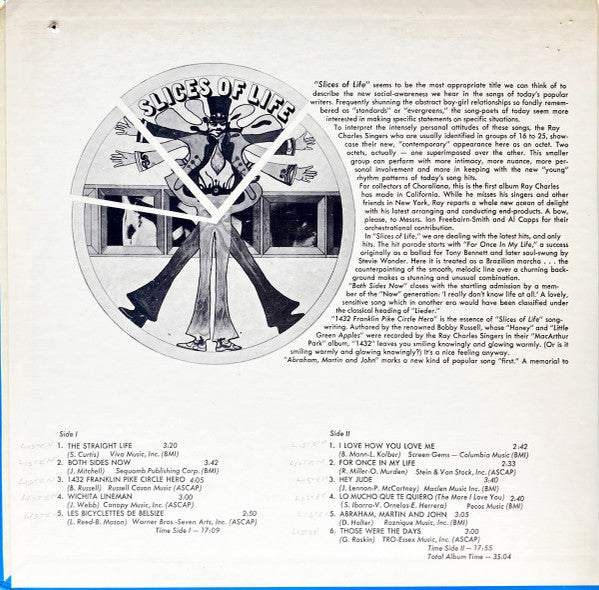 The Ray Charles Singers : Slices Of Life (LP, Album, Gat)