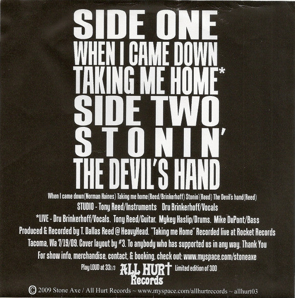 Stone Axe : Until There Was Rock You Only Had God (7", Ltd, Blu)