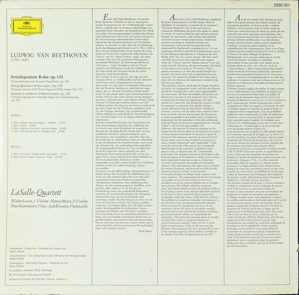 Ludwig van Beethoven - LaSalle-Quartett* : Streichquartett • String Quartet Op.130 (Originalversion Mit Großer Fuge • Original Version With Great Fugue Op. 133) (LP)