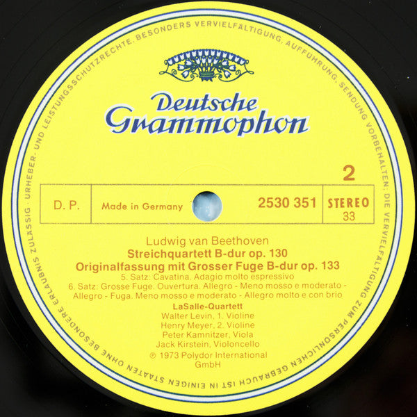 Ludwig van Beethoven - LaSalle-Quartett* : Streichquartett • String Quartet Op.130 (Originalversion Mit Großer Fuge • Original Version With Great Fugue Op. 133) (LP)