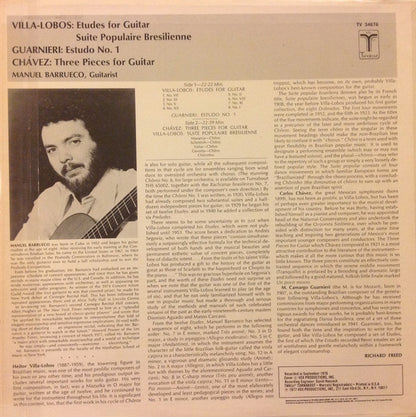 Heitor Villa-Lobos, Mozart Camargo Guarnieri, Carlos Chávez, Manuel Barrueco : Works For Guitar (LP, Album)