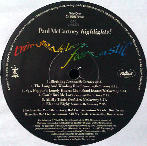 Paul McCartney : Tripping The Live Fantastic - Highlights! (LP, Album, Club)