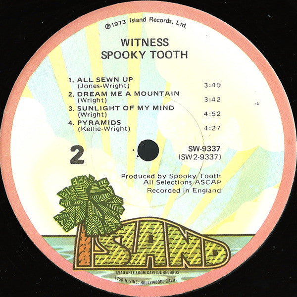 Spooky Tooth : Witness (LP, Album, Jac)