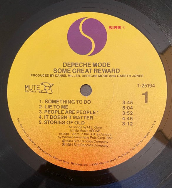 Depeche Mode : Some Great Reward (LP, Album, SRC)