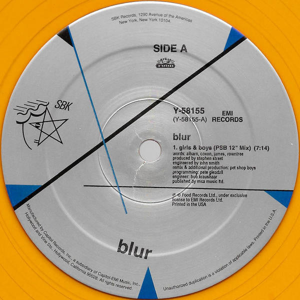 Blur : Girls & Boys (12", Maxi, Ltd, Ora)