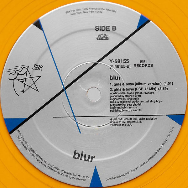 Blur : Girls & Boys (12", Maxi, Ltd, Ora)