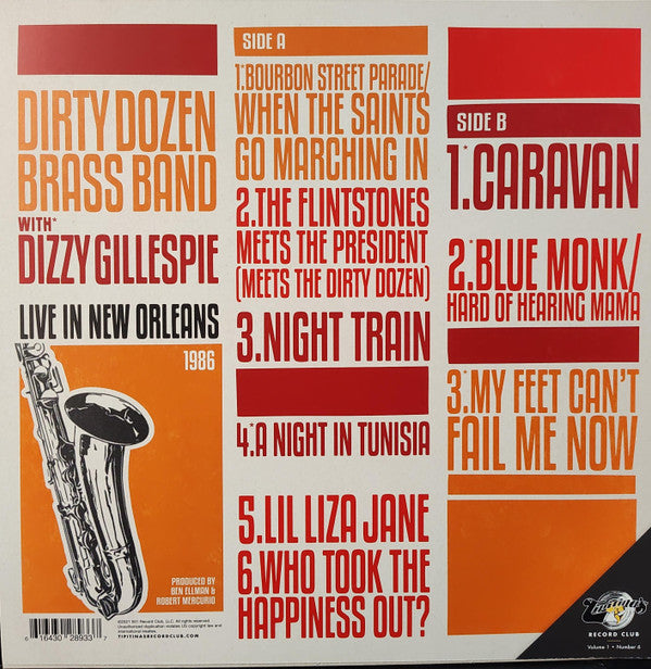 The Dirty Dozen Brass Band With Dizzy Gillespie : Live In New Orleans (LP, Album, S/Edition, Red)