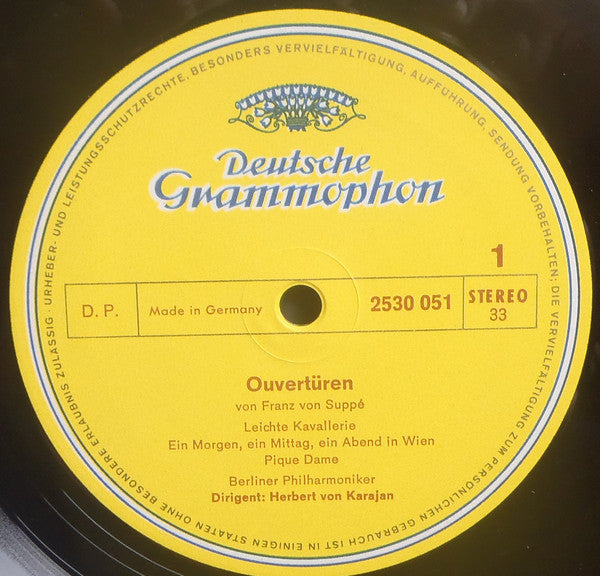 Suppé* – Berliner Philharmoniker, Herbert von Karajan : Ouvertüren - Leichte Kavallerie·Pique Dame·Die Schöne Galathée·Dichter Und Bauer U.A. (LP, Comp, RE)