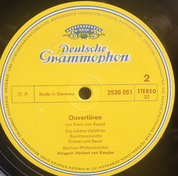Suppé* – Berliner Philharmoniker, Herbert von Karajan : Ouvertüren - Leichte Kavallerie·Pique Dame·Die Schöne Galathée·Dichter Und Bauer U.A. (LP, Comp, RE)