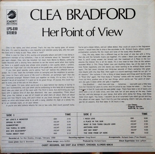 Clea Bradford : Her Point Of View (LP, Album, Ind)