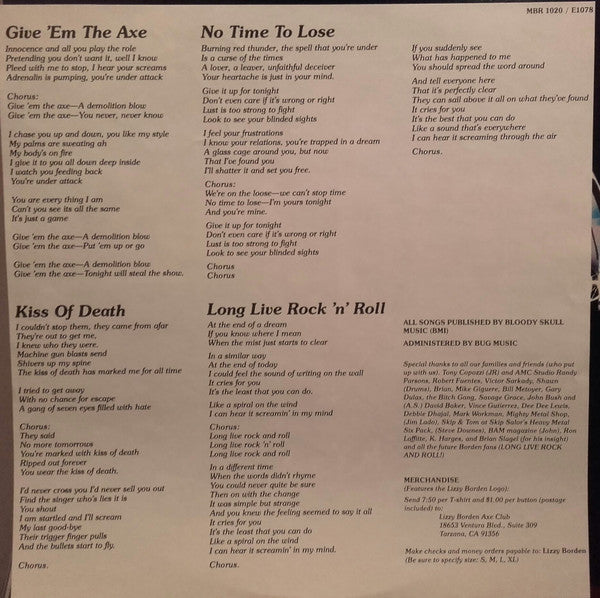 Lizzy Borden : Give 'Em The Axe (12", EP)