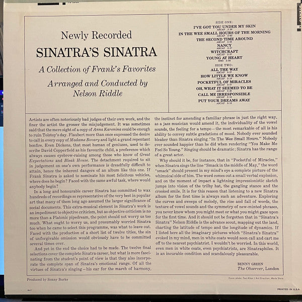 Frank Sinatra : Sinatra's Sinatra (LP, Album, RE)