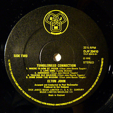 Elton John : Tumbleweed Connection (LP, Album, RE, Gat)