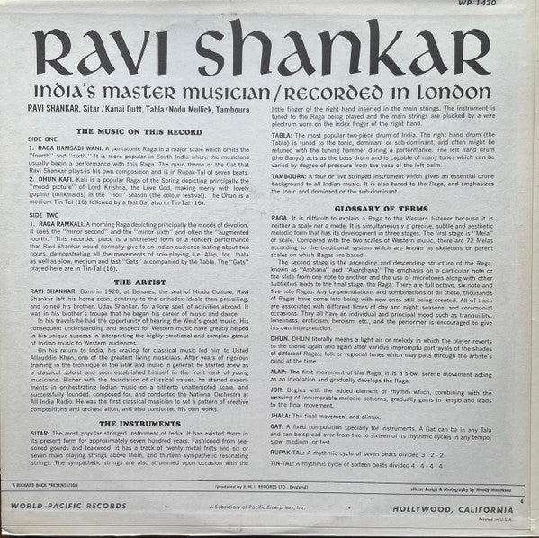 Ravi Shankar : India's Master Musician / Recorded In London (LP, Album, RE, Roc)