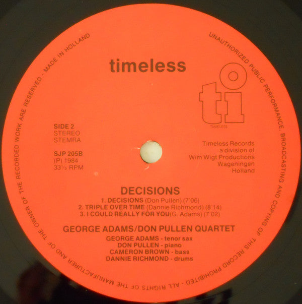 George Adams|Don Pullen Quartet* : Decisions (LP, Album)