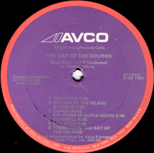 Georges Delerue : The Day Of The Dolphin (Original Motion Picture Soundtrack) (LP, Album, Son)