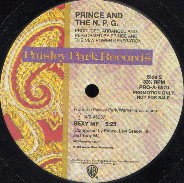 Prince And The N.P.G.* : Sexy MF (12", Single, Promo)