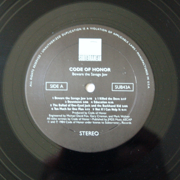 Code Of Honor : Beware The Savage Jaw (LP, Album)