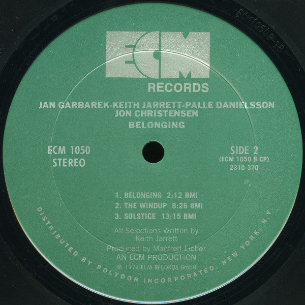 Jan Garbarek, Keith Jarrett, Palle Danielsson, Jon Christensen : Belonging (LP, Album)