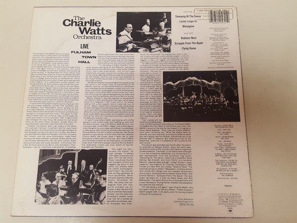 The Charlie Watts Orchestra : Live At Fulham Town Hall (LP, Album, Car)