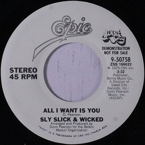 Sly Slick & Wicked* : All I Want Is You (7", Promo)