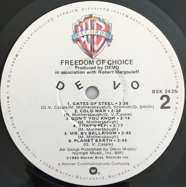 Devo : Freedom Of Choice (LP, Album, Win)