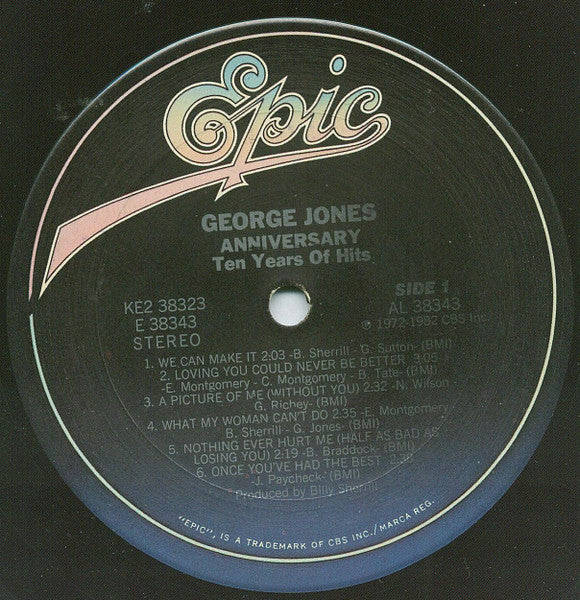 George Jones (2) : Anniversary - Ten Years Of Hits (2xLP, Comp, Car)