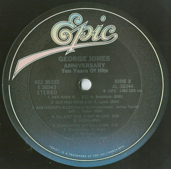 George Jones (2) : Anniversary - Ten Years Of Hits (2xLP, Comp, Car)