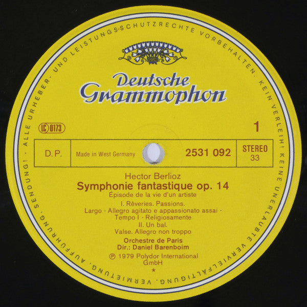 Hector Berlioz – Orchestre De Paris ∙ Daniel Barenboim : Symphonie Fantastique (LP, RE)