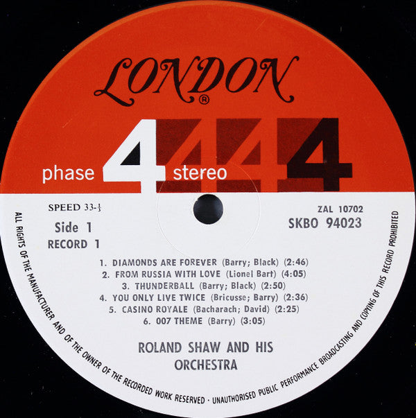 Roland Shaw And His Orchestra* : The Return Of James Bond In Diamonds Are Forever And Other Secret Agent Themes (2xLP, Club, Cap)