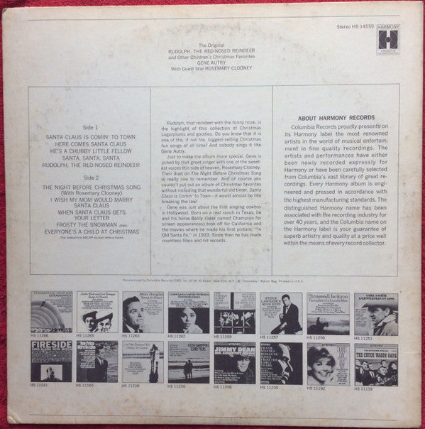 Gene Autry : The Original Rudolph The Red-Nosed Reindeer And Other Children's Christmas Favorites (LP, Rec)