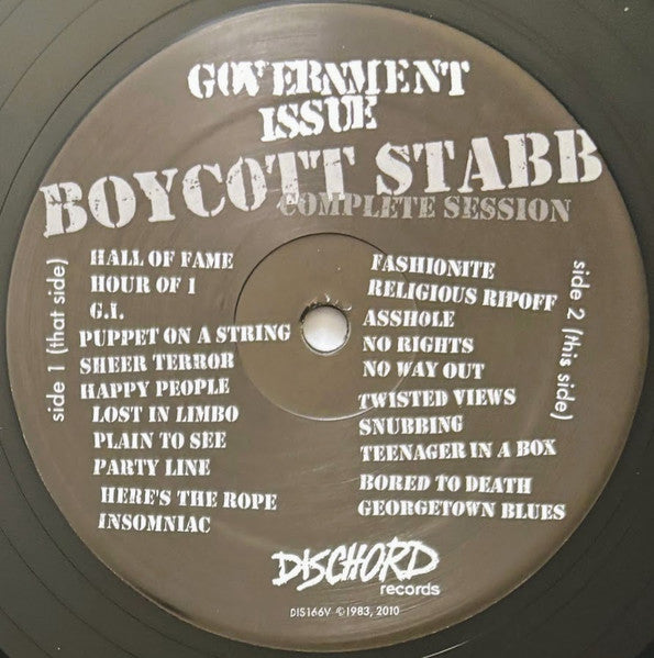 Government Issue : Boycott Stabb Complete Session (LP, RE, RM)