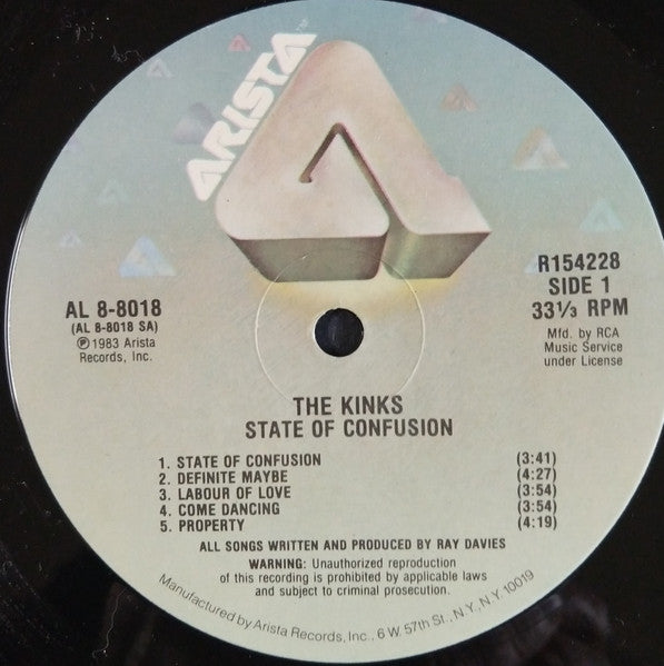 The Kinks : State Of Confusion (LP, Album, Club)