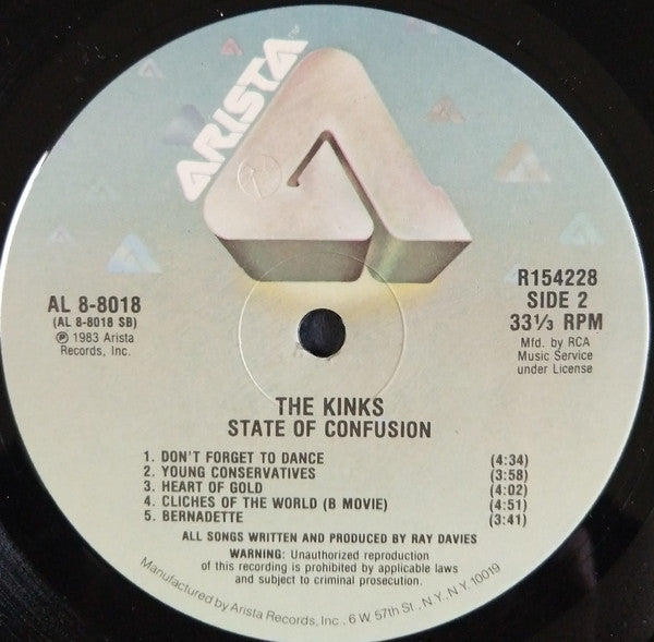 The Kinks : State Of Confusion (LP, Album, Club)