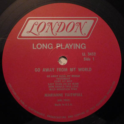 Marianne Faithfull : Go Away From My World (LP, Album, Mono)