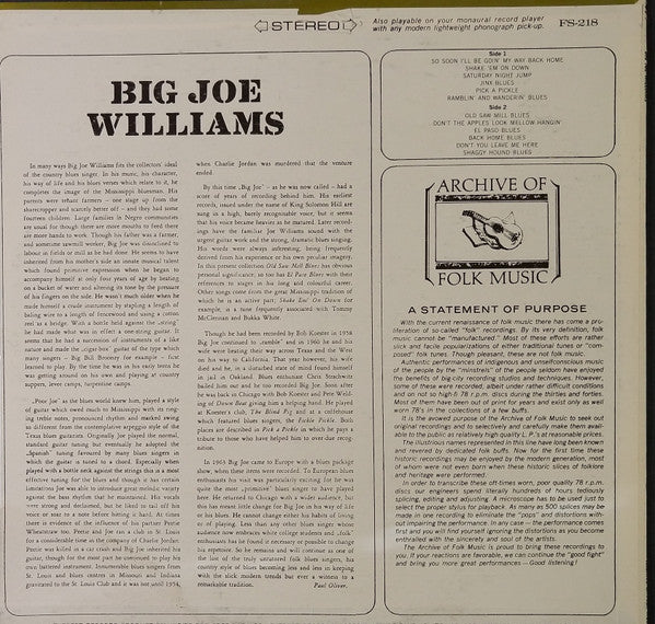 Big Joe Williams : Big Joe Williams (LP, Album)