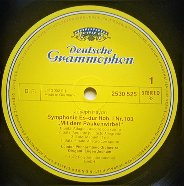 Joseph Haydn – London Philharmonic Orchestra · Eugen Jochum : Symphonien Nr. 103 »Paukenwirbel« = »Drum Roll« · Nr. 104 »London« (LP)