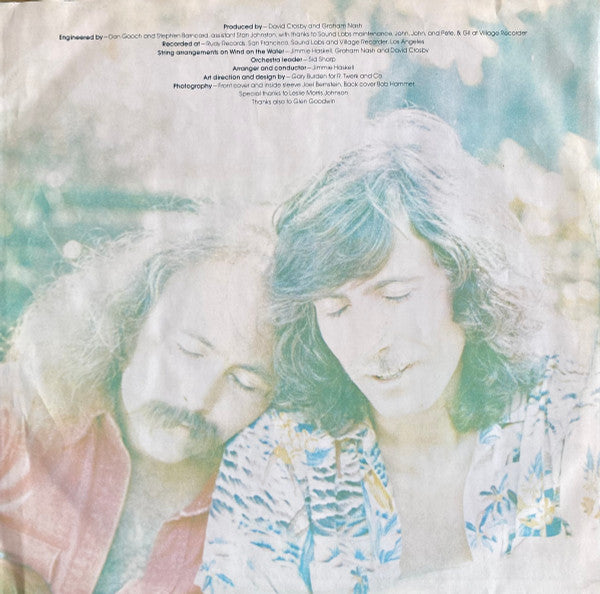 David Crosby / Graham Nash* : Wind On The Water (LP, Album, PRC)