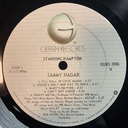 Sammy Hagar : Standing Hampton (LP, Album)