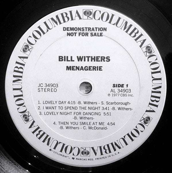 Bill Withers : Menagerie (LP, Album, Promo, Ter)