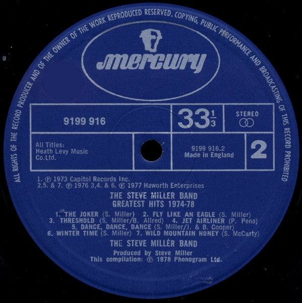 The Steve Miller Band* : Greatest Hits 1974-78 (LP, Comp)