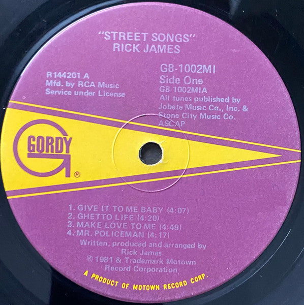 Rick James : Street Songs (LP, Album, Club)