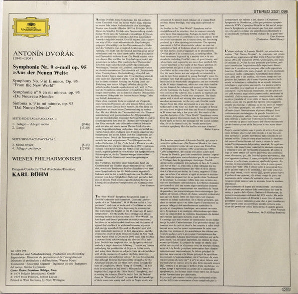 Antonín Dvořák - Wiener Philharmoniker • Wiener Philharmoniker • Karl Böhm : Symphonie No.9 »Aus Der Neuen Welt« »From The New World« (LP, No )