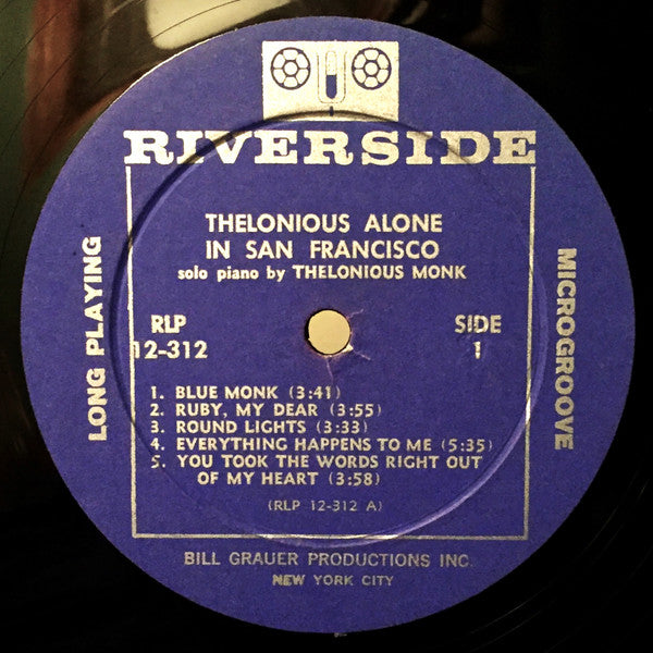 Thelonious Monk : Thelonious Alone In San Francisco (LP, Album, Mono, RE)